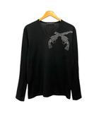 ロアー roar Tシャツ ロンT Vネック コットン ラインストーン 長袖 2 黒 ブラック