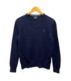 ポロ ラルフローレン POLO RALPH LAUREN ニット セーター Vネック ウール ワンポイント ロゴ刺繍 長袖 S 紺 ネイビー