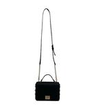 ケイトスペード KATE SPADE ハンドバッグ ショルダーバッグ 2WAY 取外し可 皮革 ロゴ パール 装飾 無地 フラップ 留め具 黒 ブラック ゴールド