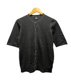 エディーバウアー EDDIE BAUER ニットカーディガン クルーネック コットン ライン 半袖 M チャコールグレー