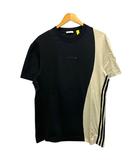 モンクレール MONCLER ×adidas Tシャツ クルーネック コットン バイカラー ロゴ 半袖 M 黒 ブラック ベージュ