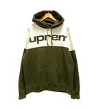 シュプリーム SUPREME 17AW BLOCKED HOODED SWEAT SHIRT パーカー フーディ コットン ロゴプリント 裏起毛 長袖 XL 緑 グリーン