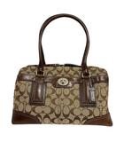コーチ COACH ハンドバッグ グネチャー ジャガード ロゴ 茶 ブラウン ベージュ
