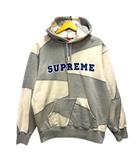 シュプリーム SUPREME 20AW Patchwork Hooded Sweatshirt パーカー フーディ パッチワーク ロゴプリント 裏起毛 長袖 M グレー アイボリー