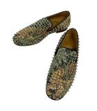 クリスチャンルブタン Christian louboutin ローファー スリッポン スタッズ 総柄 43 緑 グリーン