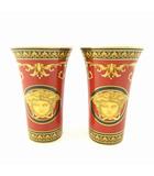 ヴェルサーチ ヴェルサーチェ VERSACE ローゼンタール Rosenthal 2点セット メデューサ スモールフラワーベース 花瓶 花器 陶器 金彩 ドイツ製 赤 レッド ゴールドカラー