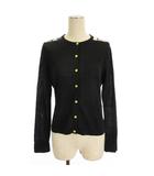 ポールスミス PAUL SMITH ニット カーディガン 長袖 薄手 クルーネック 切替 異素材 花柄 リネン混 黒 ブラック M