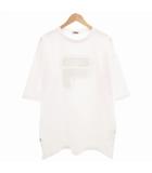 Tシャツ エンボスロゴ クルーネック 半袖 3L 白 ホワイト 大きいサイズ