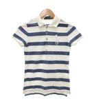 ラルフローレン RALPH LAUREN ポロシャツ 半袖 ビッグポニー ボーダー M 155 ホワイト ブルー /JS