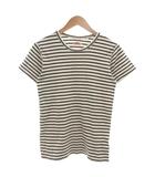 Tシャツ 半袖 ボーダー アームロゴ刺繍 ストレッチ 2 黒 ブラック 白 ホワイト /GV ■ECT