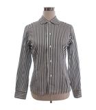 コムデギャルソンコムデギャルソン COMME des GARCONS COMME des GARCONS ラウンドカラー ブラウス シャツ 長袖 ストライプ RF-B026 白 ホワイト 黒 ブラック S ■ECT