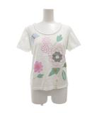 ミラショーン mila schon ブルーレーベル BULE LABEL Tシャツ カットソー 花柄 プリント 刺繍 42 白 ホワイト /GV ■ECT