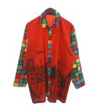 アルベロベロ　ALBEROBELLO olleborebla シャツ ブラウス 総柄 長袖 人物モチーフボタン オレンジ系 ■ECT