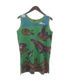カットソー ノースリーブ 魚柄 プリント グリーン系 ■ECT