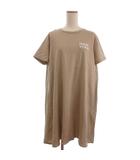 ザラ ZARA タグ付き ワイド Tシャツ ワンピース 半袖 刺繍 ベージュ S