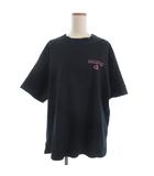 チャンピオン CHAMPION クルーネック ワイド Tシャツ 半袖 カットソー ロゴ プリント 黒 ブラック M