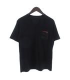 プラダ PRADA Vネック Tシャツ カットソー 半袖 ロゴ 胸ポケ 黒 ブラック M