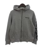 アディダス adidas スウェット フーデッド ジャケット パーカー ロゴプリント グレー M