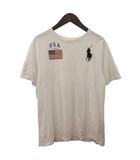 ポロ ラルフローレン POLO RALPH LAUREN Tシャツ 半袖 クルーネック カットソー ビッグポニー 星条旗 ワッペン 白 ホワイト XL 170/88A ■ECT