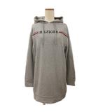 トミーヒルフィガー TOMMY HILFIGER ロング プルオーバー パーカー ロゴ 刺繍 グレー XS