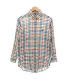 ラルフローレン RALPH LAUREN BLAKE チェックシャツ M ライトブルー 緑 グリーン オレンジ ボタンダウン 長袖 /YJ