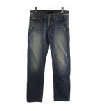 バーバリーブラックレーベル BURBERRY BLACK LABEL デニムパンツ ジーンズ USED加工 ボタンフライ インディゴ 76 ■ECT