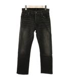 バーバリーブラックレーベル BURBERRY BLACK LABEL デニムパンツ ジーンズ ブラックデニム ストレッチ ボタンフライ 黒 76 ■ECT