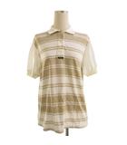 クリスチャンディオール Christian Dior SPORTS ポロシャツ 半袖 ボーダー 白 茶 M ■ECT