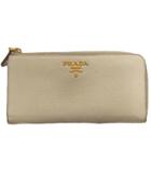 プラダ PRADA 長財布 L字ファスナー ロングウォレット レザー オフホワイト