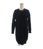 ブルーレーベルクレストブリッジ BLUE LABEL CRESTBRIDGE ケーブル ニット ワンピース ひざ丈 ネイビー 38 ■TC