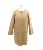 イエナ IENA ノーカラーコート 比翼 ライナー付き コクーンシルエット 34 ベージュ /YJ ■TC