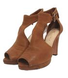 プラダ PRADA オープントゥ ヒール サンダル レザー ブラウン 37 約24cm ■GY47