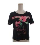 レオナール LEONARD FASHION Tシャツ カットソー 半袖 フラワー プリント ロゴ ブラック 42 ■ECT