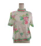 レオナール LEONARD FASHION ハイネック カットソー 半袖 フラワープリント オフホワイト系 LL 大きいサイズ ■ECT