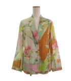 レオナール LEONARD FASHION テーラードジャケット 薄手 ブレザー 花柄 グリーン系 ■ECT