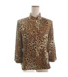 レオナール LEONARD FASHION ジップアップ ジャケット ヒョウ柄 七分袖 ブラウン系 L ■ECT