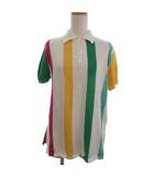 クリスチャンディオール Christian Dior SPORTS ニット ポロシャツ 半袖 フラワー刺繍 ストライプ マルチカラー M ■GY47