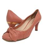 プラダ PRADA ラウンドトゥ リボン パンプス メタルプレート ピンク 37 ■GY47