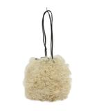 ラドロー LUDLOW ラムファー 巾着 ショルダー ハンドバッグ ライトベージュ ブラック ■TC