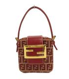 フェンディ FENDI ズッキーノ ミニ バニティポーチ ハンドバッグ レッド系