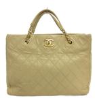 シャネル CHANEL ダイヤステッチ チェーン ショルダー トートバッグ 17番台 ベージュ系 ☆AA★