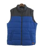 中綿ベスト スタンドカラー ジップアップ 黒 ブラック 青 ブルー XL 大きいサイズ