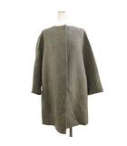 トゥモローランド TOMORROWLAND コート ノーカラー ロング ウール 灰色 グレー 36 ■GY56