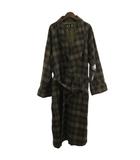 ガウンコート チェック柄 ウール 緑 グリーン 赤 レッド L ■GY56