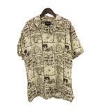 ハフ HUF DAY IN THE LIFE WOVEN TOP アロハシャツ 半袖 総柄 レーヨン アイボリー S ☆AA★