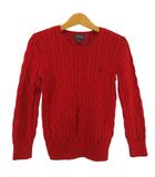 ニット セーター クルーネック トップス ロゴ刺繍 コットン 赤 レッド 女の子 男の子 7 130//64