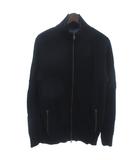 スタンドカラー ニットジャケット ジップアップ 黒 ブラック 40 ■GY56