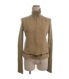 ジップアップ ジャケット ニット 切替 ベージュ ■GY56