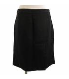 プラダ PRADA スカート ひざ丈 コットンシルク スリット 黒 36