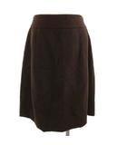 フォクシー FOXEY スカート ひざ丈 ウール カシミヤ混 タック 台形 茶 40